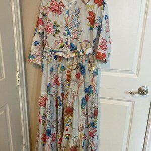 Floral Silk Maxi dress with belt
